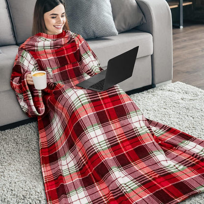 PAVILIA Blanket with Sleeves for Adult Women Men, Soft Warm Wearable Blanket Fleece Wrap Throw, Robe Blanket Gift