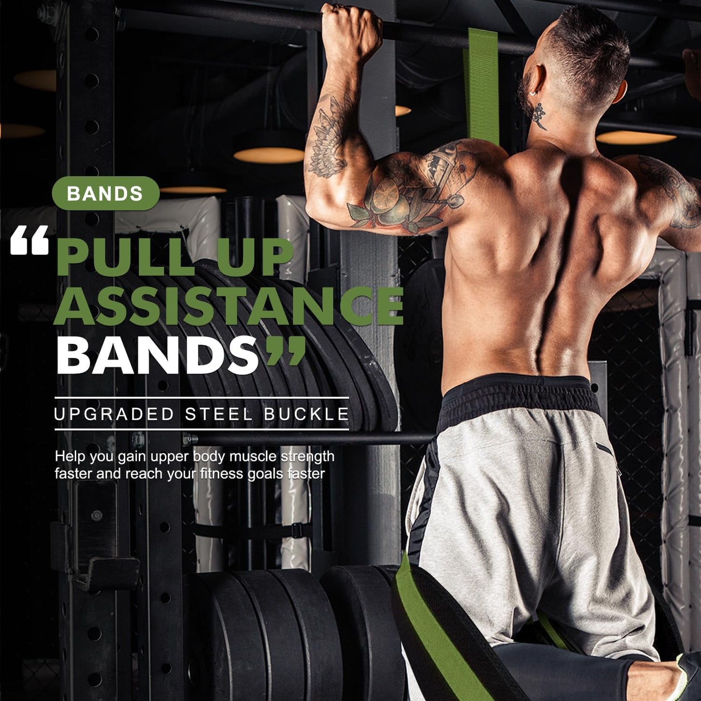 HPYGN Two Foots Pull Up Assistance Bands, Heavy Duty Resistance Band for Pull Up Bar, Adjustable Weight/Size with Fabric Feet/Knee Rest, Bands for Pull Up Assist for Strength Training, Pull Up
