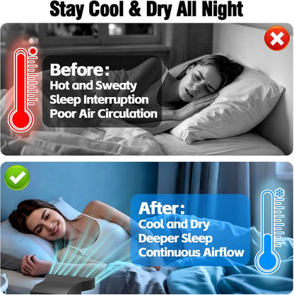 Under Sheet Bed Cooling System with Adjustable Fan Speed, Night Sweat Relief Cooling Fan for Bedroom, Bed Cooling Fan for Cooling and Sleep, Fits All Mattress Heights, Easy Installation (Black)