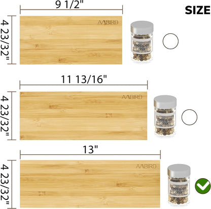 AMBIRD Bamboo Spice Drawer Organizer with Non-slip Mat,4 Tier - 2 Set Jar Spice Rack Tray From 9.5''to 19'', Seasoning Organizer for Kitchen,Cabinet,Drawers,Countertop