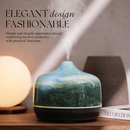Porseme 500ml Glass Essential Oil Diffuser Aromatherapy Ultrasonic Cool Mist Humidifier 15-21 Running Hours Waterless Auto-Off Air Diffusers for Sleeping Yoga Working Spa(Light Blue)