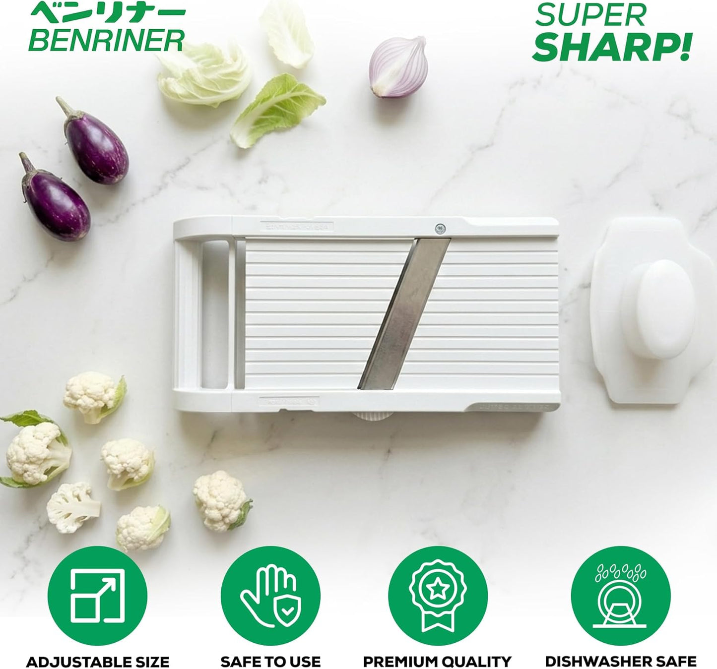 Benriner Mandoline Jumbo Slicer, Japanese Stainless Steel Blade, Beige