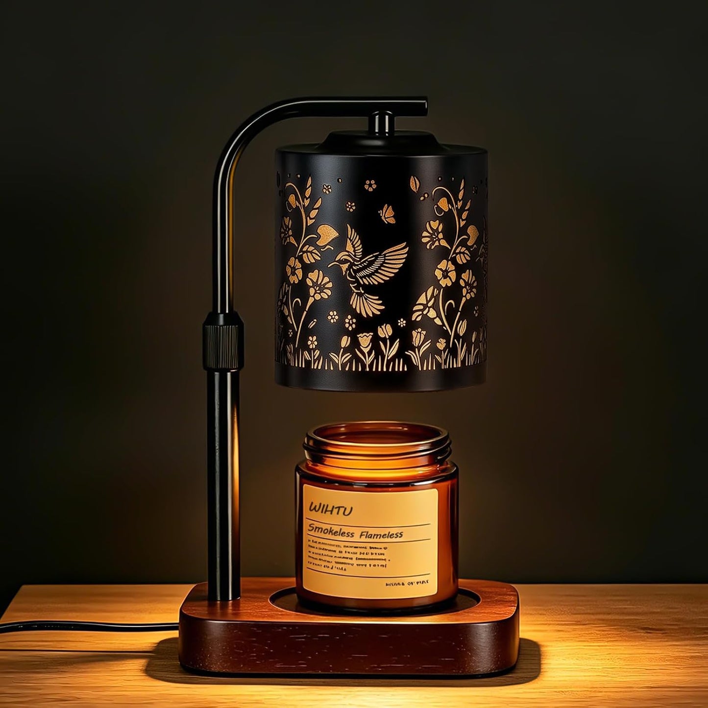 WIHTU Candle Warmer Lamp with Timer & Dimmer Dragonfly for Jar Candles | Metal Electric Wax Melt Warmer, Height Adjustable, Birthday Gift for Women Mom Her, Housewarming Home Decor, Include 2 Bulbs