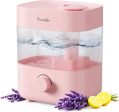 Humidifiers for Bedroom, 2L Top Fill Cool Mist Humidifier, 20dB Quiet ﻿ | 2L top-fill tank, dual 360° nozzles, 20dB quiet operation, stepless mist control, 7-color light, and low-water auto shut-off