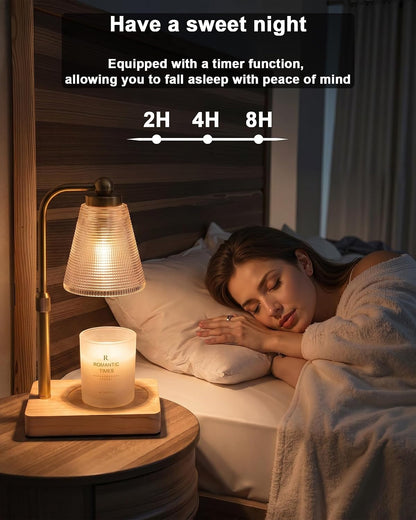 Candle Warmer Lamp with Timer, Dimmable, Adjustable Height, Oval | 2 bulbs included, no flame needed, 1-year warranty, farmhouse or modern decor, for bedroom, kitchen, living room, gifting