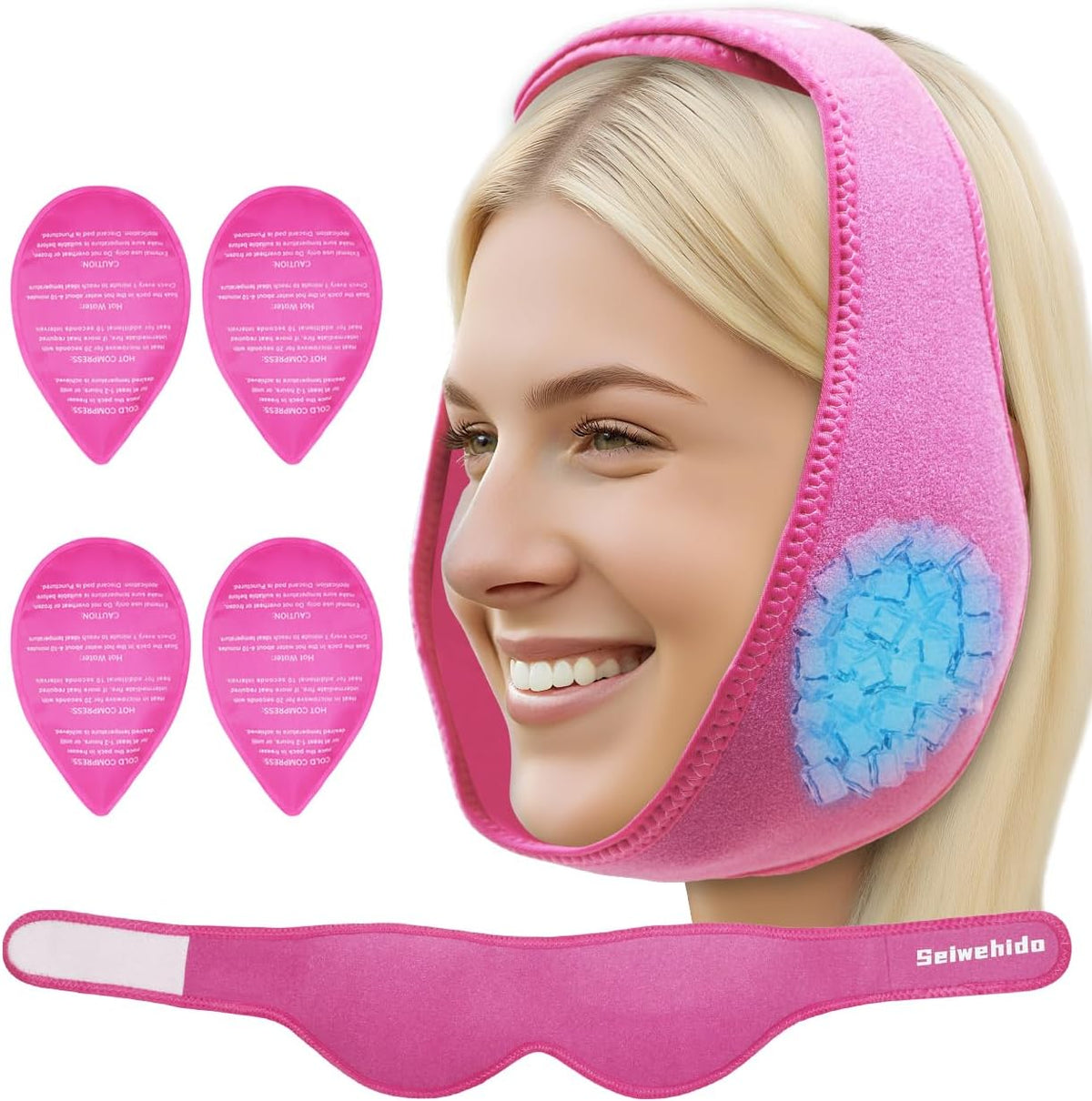 Wisdom Teeth Ice Pack Head Wrap Jaw Face Ice Pack with 4 Gel Packs