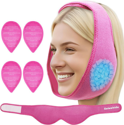Wisdom Teeth Ice Pack Head Wrap Jaw Face Ice Pack with 4 Gel Packs