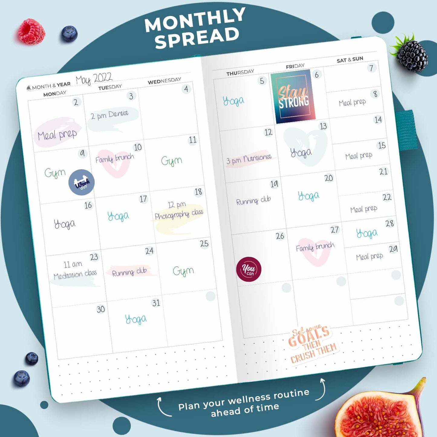 Clever Fox Wellness Planner & Food Journal for Weight Loss, A5 Orange | 5.8"x8.3" nutrition & exercise tracker for women tracking meals, diet & symptom diary, calorie counter notebook, stickers