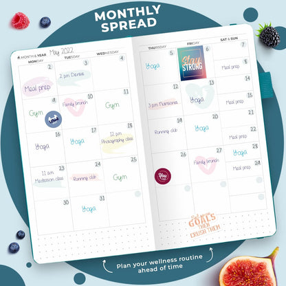 Clever Fox Wellness Planner & Food Journal for Weight Loss, A5 Orange | 5.8"x8.3" nutrition & exercise tracker for women tracking meals, diet & symptom diary, calorie counter notebook, stickers