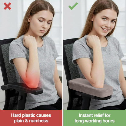 Smiry Memory Foam Office Chair Armrest Pads, Non-Slip Armrest Cushion | Ergonomic Arm Rest Pads with Adjustable Buckles and Straps, Elbow Relief for Desk, Gaming & Wheelchair, Black, Set of 2