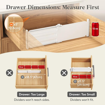 Lifewit 9 Pack 4" High Drawer Dividers, Adjustable Drawer Organizer Clothes | 10.5"-16.5" Expandable White Plastic Separators for Dresser, Kitchen, Cabinet, Nursery, Office, Socks & Underwear Storage