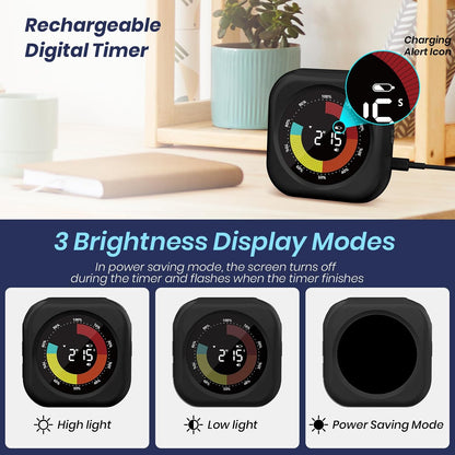 PERSUPER Visual Timer for Kids, Rechargeable 10-Hour Countdown/Up Timer