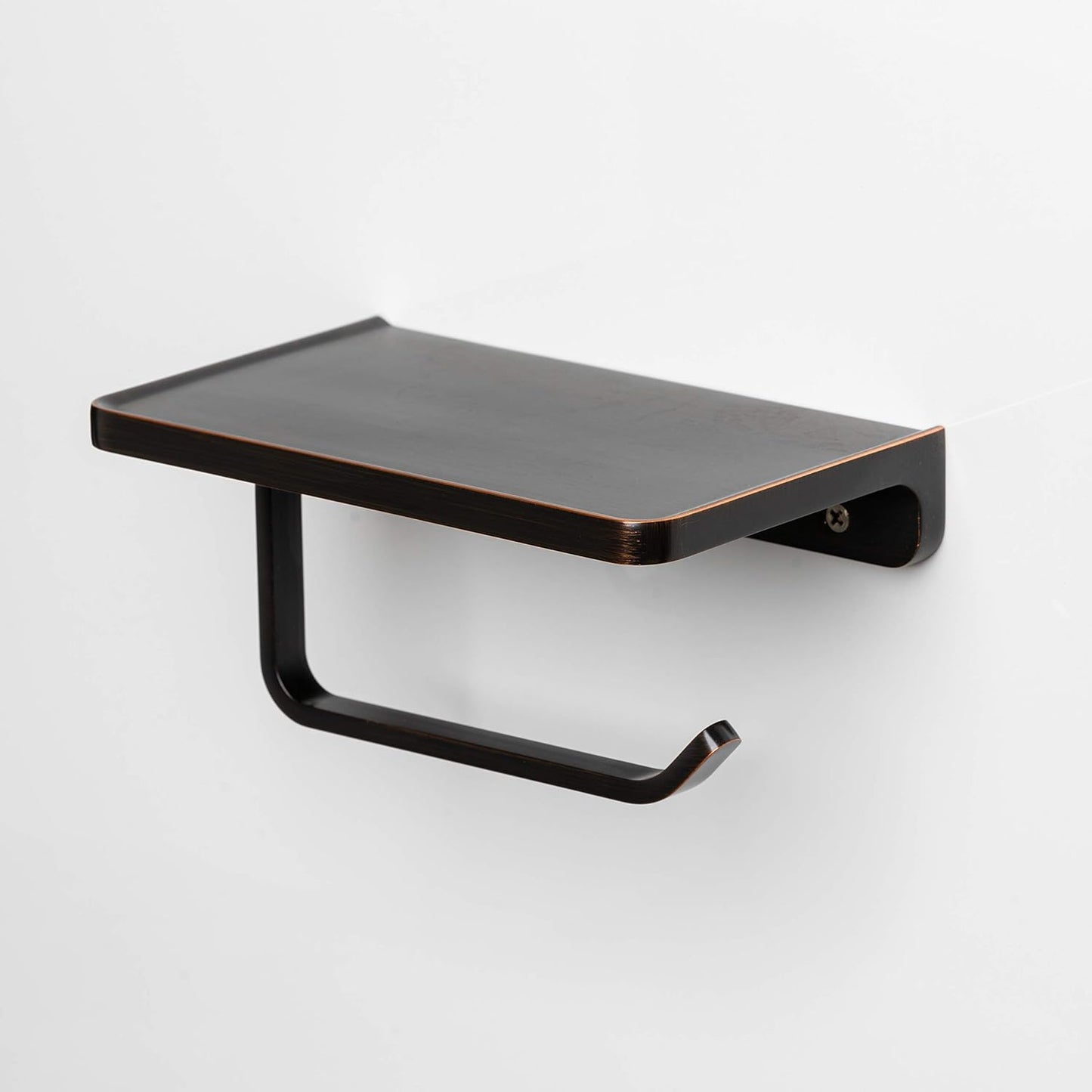 Linkaa Bronze Toilet Paper Holder with Shelf Oil Rubbed Bronze,Wall Mount | Toilet Tissue Roll Holder Dispenser with Phone Shelf Storage holder for Bathroom Kitchen丨Heavy Duty Zinc Alloy Material