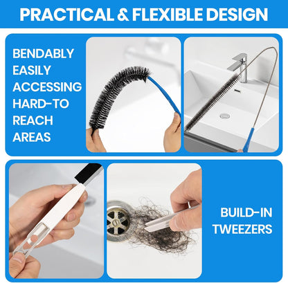 Dryer Lint Trap Cleaning Brush Set, Dryer Vent Cleaner Kit with Refrigerator Condenser Coil Brush, 2 Gap Brushes and 2 Pliers for Home