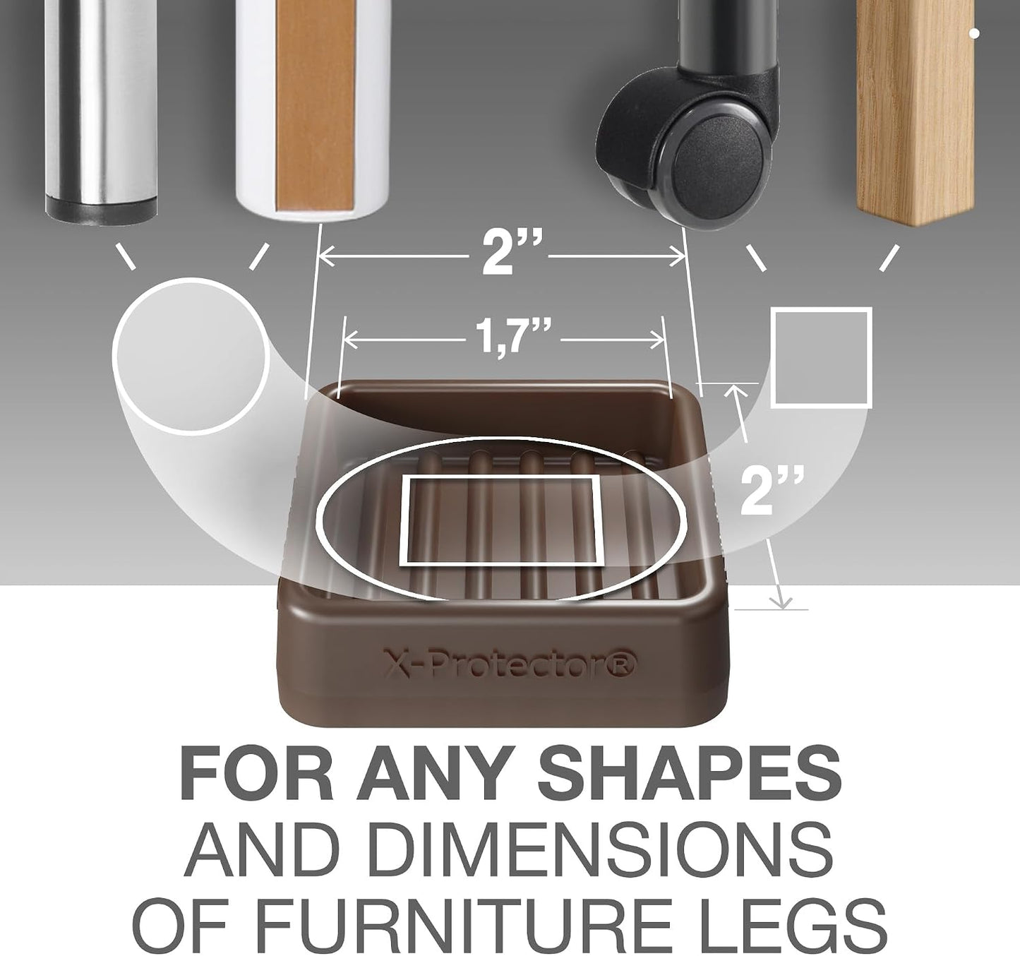 Furniture Cups X-PROTECTOR – 1.7" Caster Cups 4 PCS – Furniture Coaster | Ideal Bed Stoppers – Non Skid Furniture Pads with a Perfect Design – Lined Rubber Furniture Pads - Protect Any Flooring!