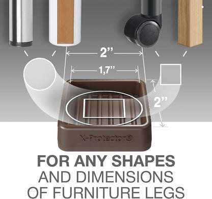 Furniture Cups X-PROTECTOR – 1.7" Caster Cups 4 PCS – Furniture Coaster | Ideal Bed Stoppers – Non Skid Furniture Pads with a Perfect Design – Lined Rubber Furniture Pads - Protect Any Flooring!