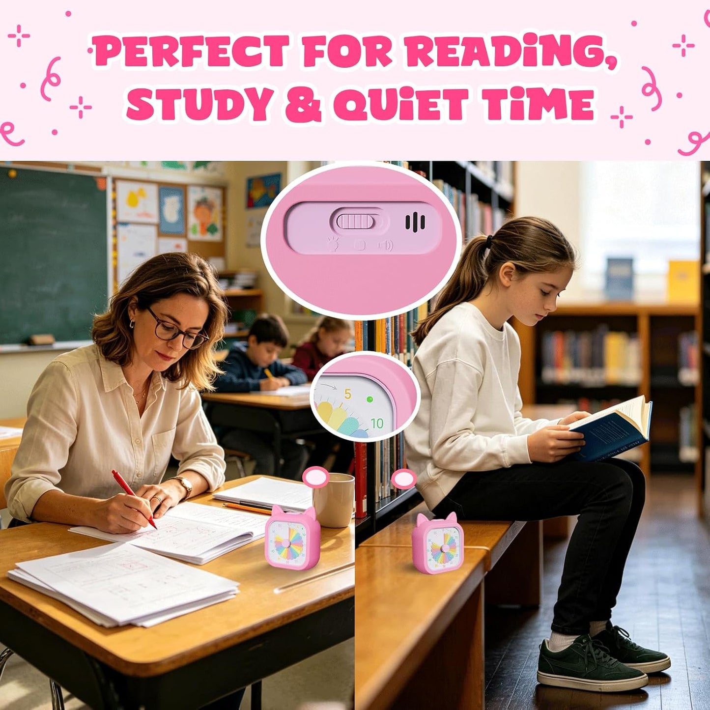 Owliwise Visual Timer for Kids, 60 Minute Countdown Timer with Silent Operation, Cute Pomodoro Rainbow Disk Time Management Tool for Classroom and Home Study, for Kids Desk, Office Desk and Meetings
