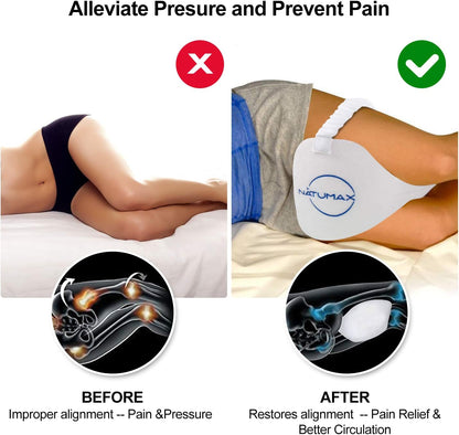 Knee Pillow for Side Sleepers - Relief from Sciatica Pain, Back/Leg Pain, Pregnancy, Hip and Joint Pain Memory Foam Leg Pillow + Free Sleep Mask and Ear Plugs