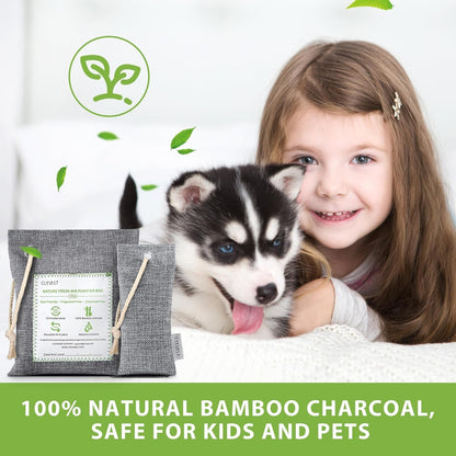 CLEVAST 14 Pack Activated Bamboo Charcoal Air Purifying Bags(2x200g, 12x50g), Natural Fresh Odor Absorber, Deodorizer and Moisture Eliminator, Air Purifier Bags for Home