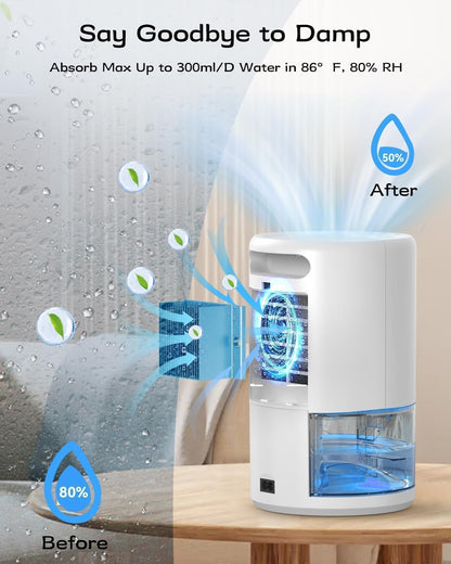 Dehumidifier, 35 oz Small Dehumidifiers for Home, Bathroom, Bedroom, Rooms, Ultra-Quiet with Sleep Mode, 7 Color Lights & Auto Shut Off, Compact & Portable for Closet, RV, Basement, Energy Saving