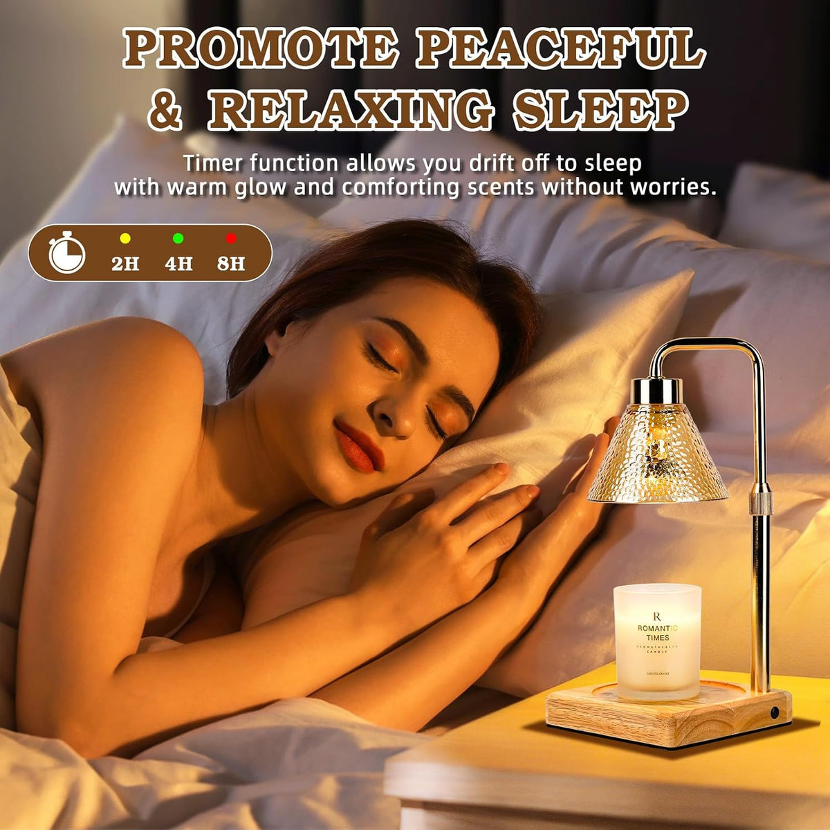 Modern Candle Warmer Lamp with Timer, Dimmable Candle Lamp Warmer, Mothers Day Birthday Gifts for Women Men, Black Candle Warmer, Adjustable Candle Light Warmer, Cozy Living Room Bedroom Home Decor