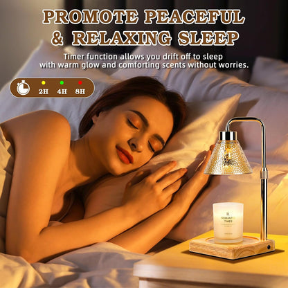 Modern Candle Warmer Lamp with Timer, Dimmable Candle Lamp Warmer, Mothers Day Birthday Gifts for Women Men, Black Candle Warmer, Adjustable Candle Light Warmer, Cozy Living Room Bedroom Home Decor