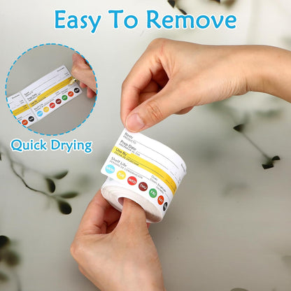 1500pcs Dissolvable Label 2x3in Food Rotation Stickers | 2×3" / 5×7.6cm, easy-to-read format Strong adhesive, sticks to plastic, glass & metal Perfect for restaurants, cafés, kitchen