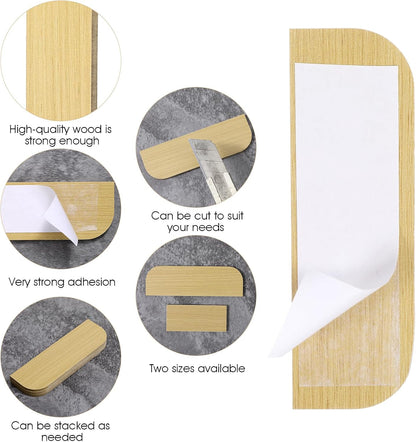 32 PCS Hinge Repair Wooden Plate, 3.5", 3.1" Cabinet Hinge Repair Plate | Rectangle and Arc Door Hole Cover Plate Kitchen Cabinet Hinges Cabinet Door Blanks with Double Sided Tape