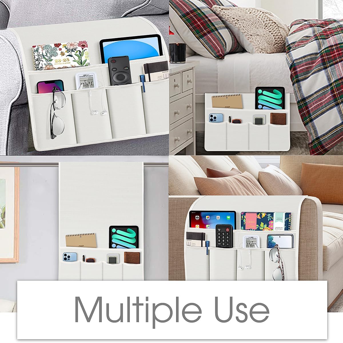 Joywell Remote Caddy Couch Remote Control Holder for Recliner Sofa Armrest Organizer Non Slip Arm Chair Caddie with 6 Pocket Storage for Magazine, Tablet, Phone, iPad, Black