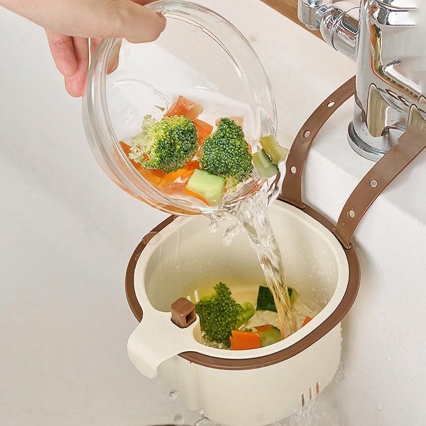 Hanging Sink Drain Basket,2026 New Cactus Kitchen Sink Strainer Basket,Self-Cleaning Faucet Hanging Filter Basket, Multifunctional Kitchen Sink Strainer Press Automatic Dumping Basket，Green