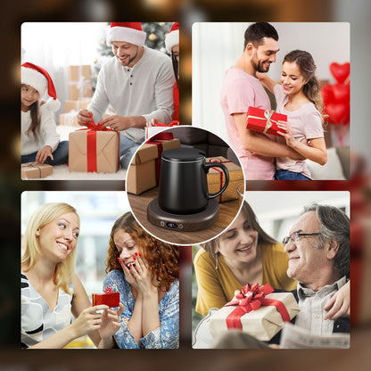 Coffee Mug Warmer Set for Desk, Smart Heated Electric Tea Cup Warmer Plate | Coffee Lover Mug and Warmer Set, Office Home Beverage Warming Candle Heater, 4-Temp Control 8H Auto Shut Off, Men Women Gift