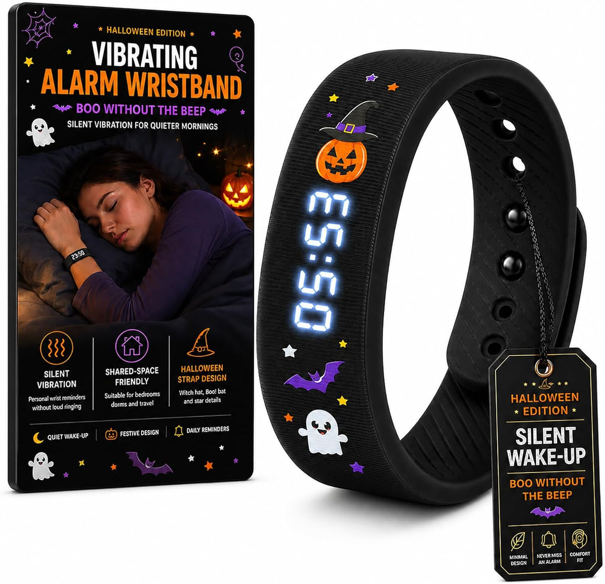 Vibrating Alarm Wristband Clock for Heavy Sleepers Wake Band Wrist Watch Silent Vibration Bracelet Loud Adults Strike Deaf People Despertar with that Won't Partner Extremely Deep