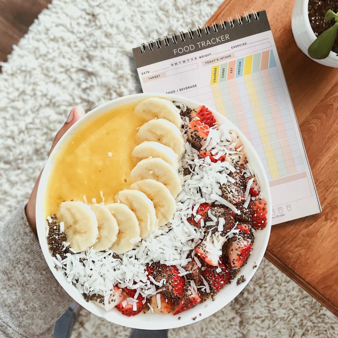 Cora Kate Food Journal Diary, 5.5 x 8.5 Calorie Counter Book, 52-Page Double-Sided Spiral Bound Meal Tracker for Tracking Calories, Carbs, Fat, Protein, Calorie Tracker, Food Log for Diet & Nutrition