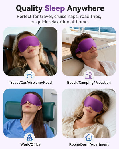 FACEMOON 3D Blackout Weighted Eye Mask for Sleep, Airplane Travel Essential | Long flights, road trips, gentle weighted comfort, deep cups, lash-friendly, adjustable strap, daytime naps for men & women