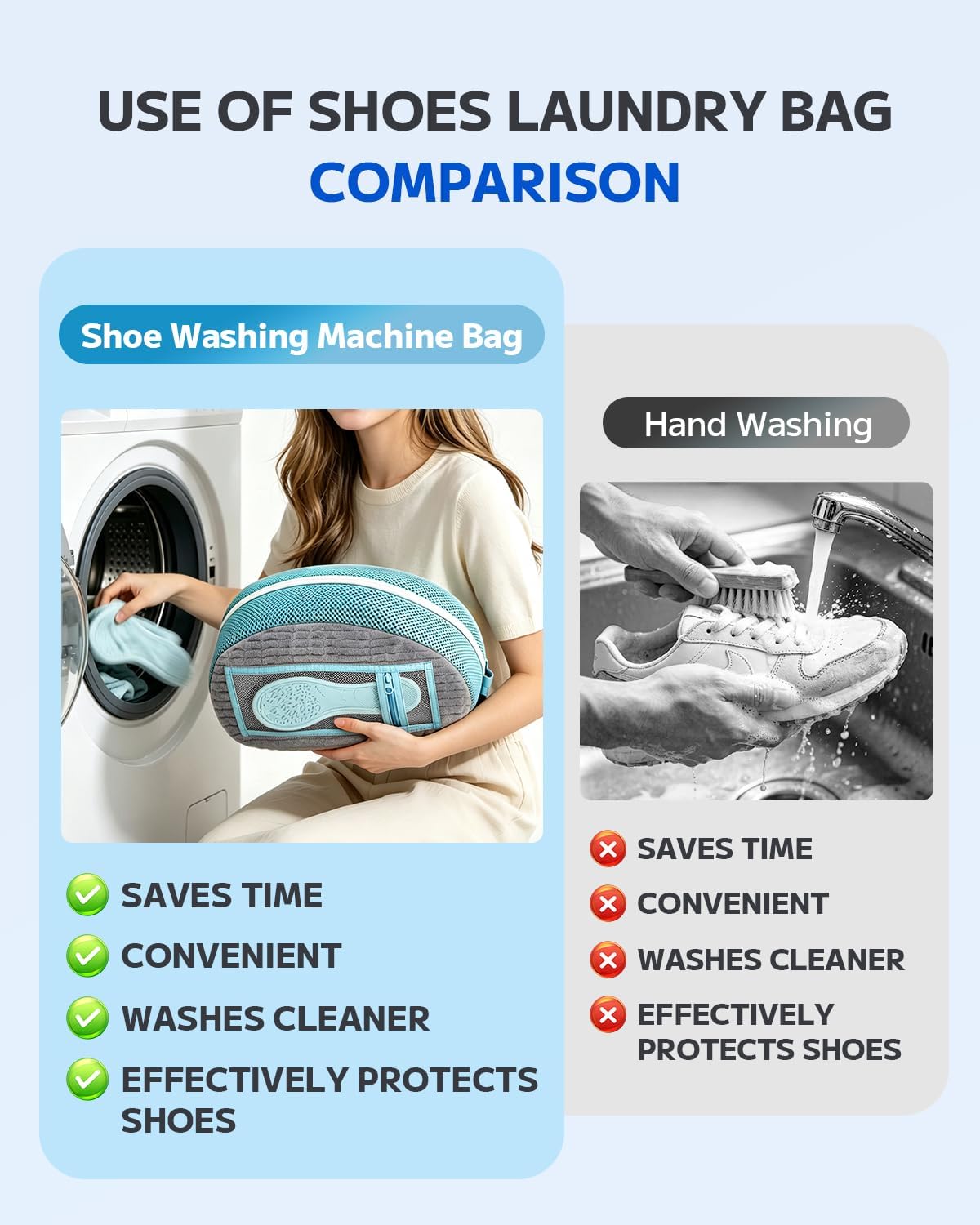 Shoe Washing Bag, Laundry Shoe Bag for Washer and Dryer, Sneaker Cleaning Protection Bag for Tennis, Casual, Athletic Shoes, with Mesh Pocket for Insoles, Self-Locking Zipper (Grey 2pcs)