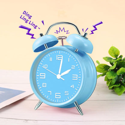 pxy Loud Alarm Clock for Heavy Sleepers 3D Dial Battery Operated (Battery Include), 4" Super Silent Analog Alarm Clock for Kids with Night Light PT260 Silver OrangePT505 Green White