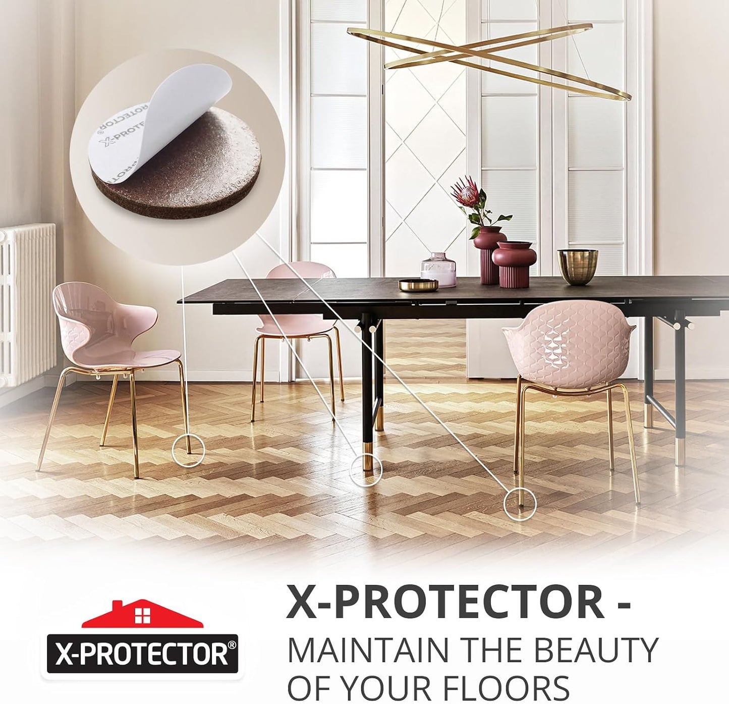 X-Protector Felt Furniture Pads - 20 PCS 6 x 1/2" - Premium Felt Strips | with Adhesive Backing - Rectangular Furniture Pads for Hardwood Floors - Cut Furniture Felt Pads to Size You Need! (Beige)