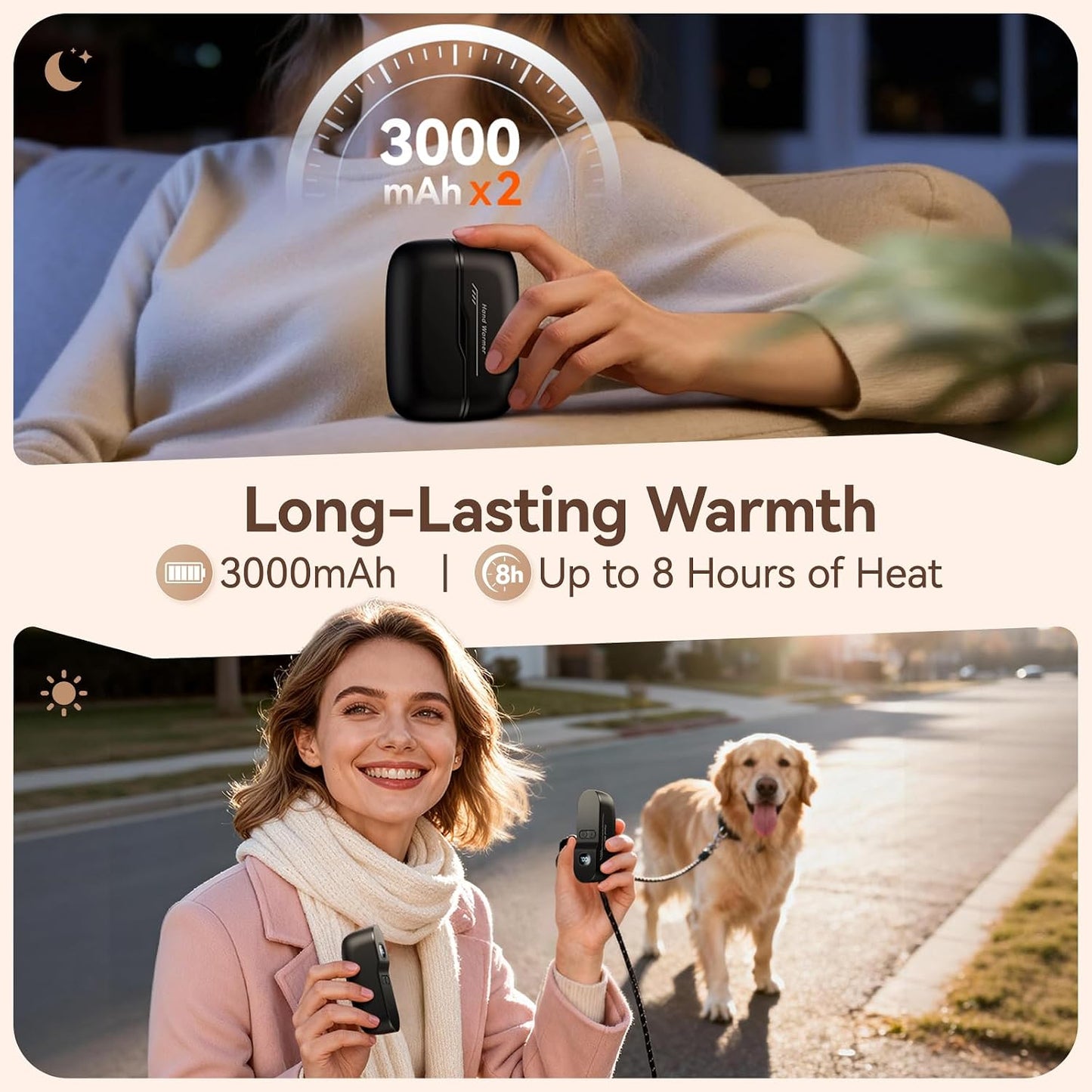 DIGIX Hand Warmers Rechargeable 2 Pack, 6000mAh Electric Hand Warmers with 5 Temps & LED Display, Magnetic Portable HandWarmers for Camping Hunting with AI Smart Chips, Gifts for Men Women
