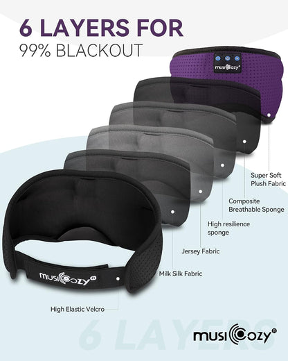 MUSICOZY Sleep Headphones Bluetooth 5.4 Sleep Mask with HD Sound