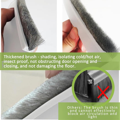2 PCS Brush Door Sweep, Draft Stoppers Bottom, 2" W x 39" L, Black | No Residue, Strong Adhesive Draft Stopper with Brush for Interior Door, Bottom Seal Strip for Protection Against Bug, Dust