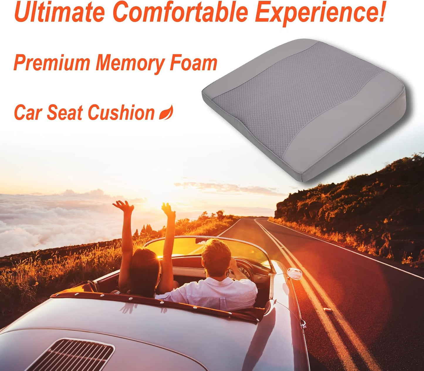 Lofty Aim Car Seat Cushion, Memory Foam Car Seat Cushions for Long Driving | Comfy Car Seat Pillow for Pain Relief, Driver Seat Cushion Adds Height, Butt Cushion for Car, Truck, Office Chair, Black