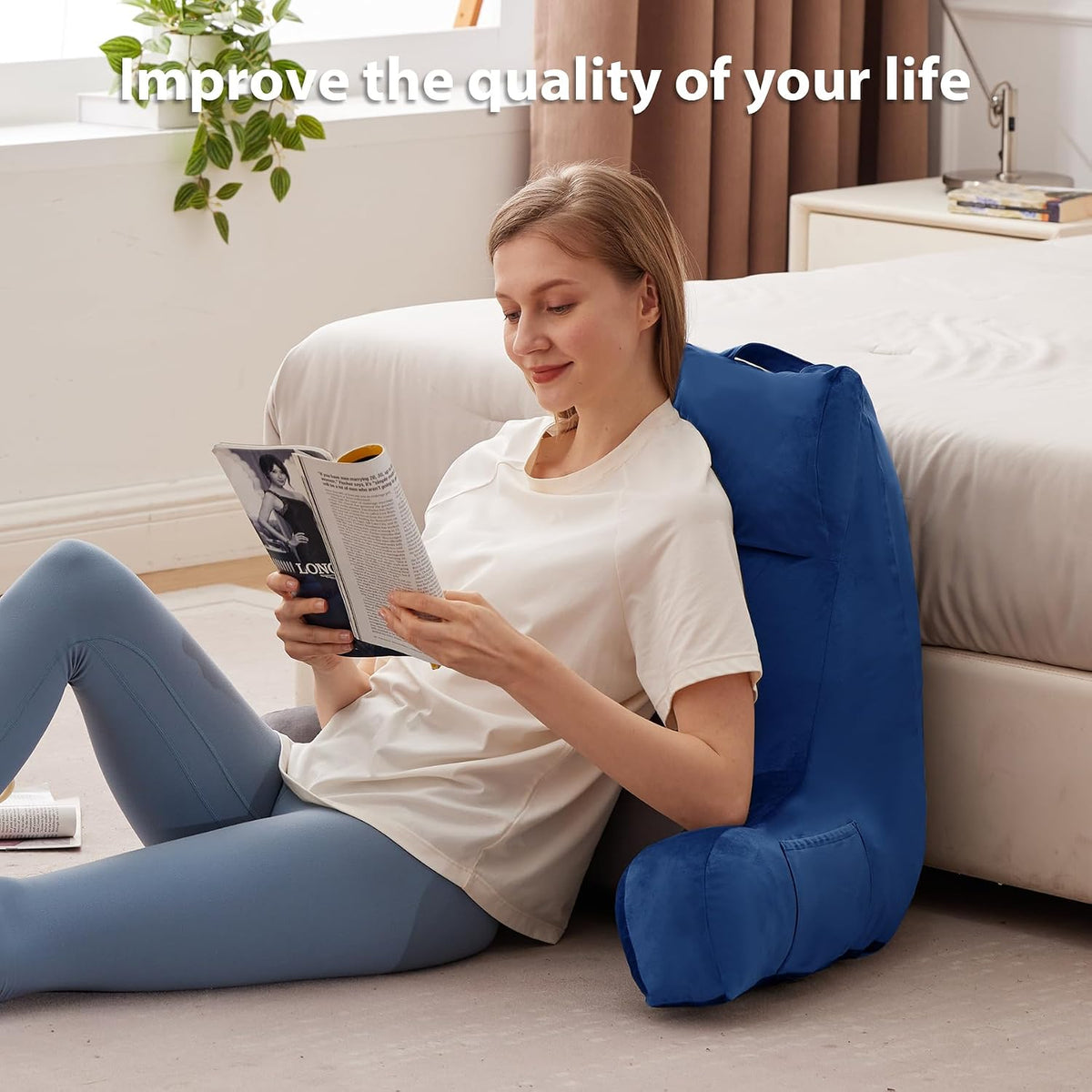 IPYNBAP Back Pillow for Bed Sitting up, Reading Pillow, 18 Inch, Grey