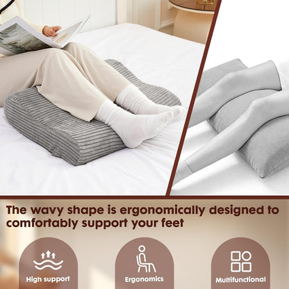 B Shape Corduroy Recliner Foot Pillow, Foam Extra Large Foot Rest Cushion with Adjustable Straps, Suitable for Bed Chair Sofa Headrest Back Lumbar Leg Support Pillow (Light Brown)