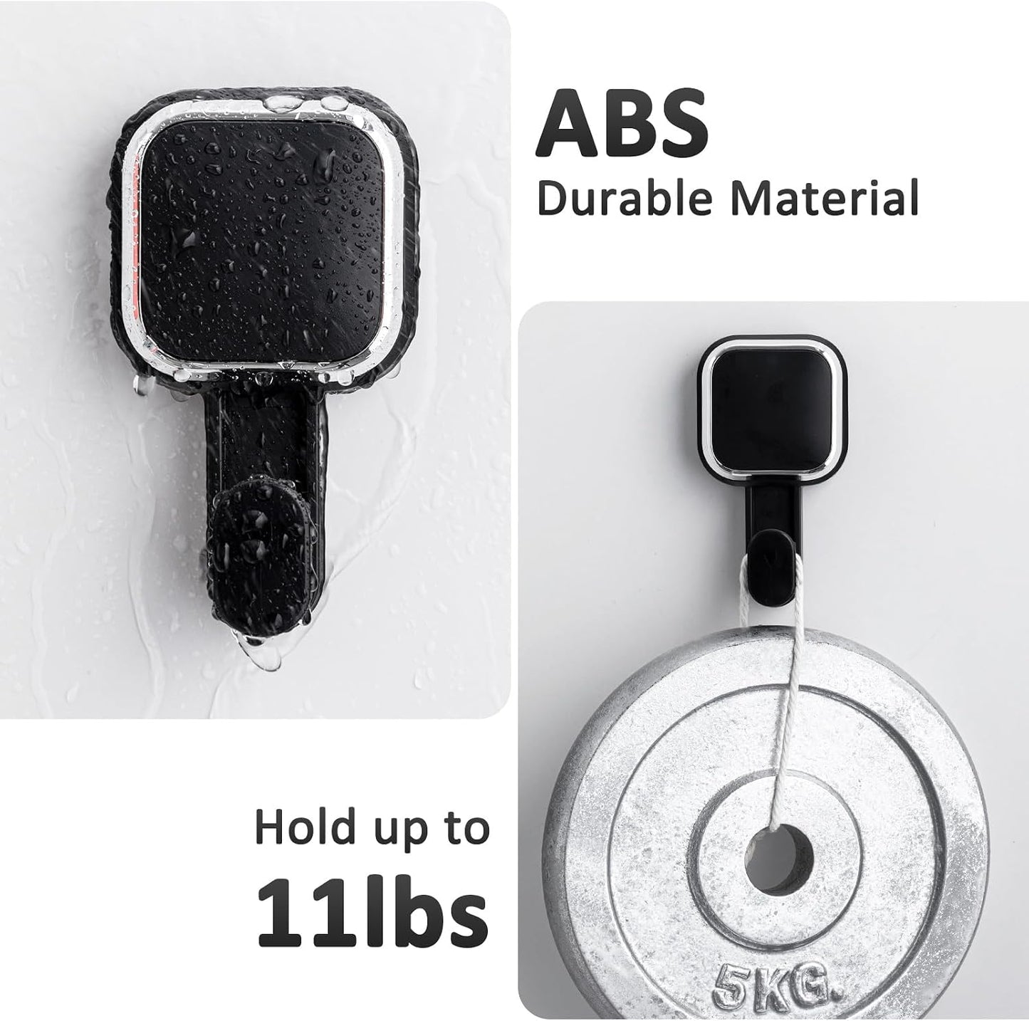 Razor Holder for Shower 2 Pack, Powerful Vacuum Suction Cup Hook for Towel, Loofah, Razor, Squeegee, Damage-Free Wall Shower Hook, Shaver Holder for Bathroom, Easy to Install and Reuse, Black