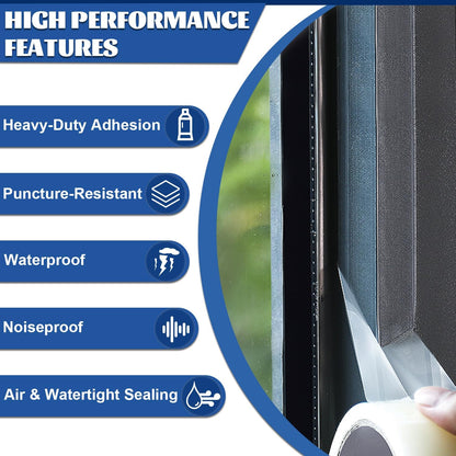 Window Sealing Tape 2 Inch x 33 FT Transparent Window Draft Insulation Residue-Free Clear Weather Stripping Caulk Tape Windproof Weatherproof Window Seal AC Units for Window Glass, Doors Gaps