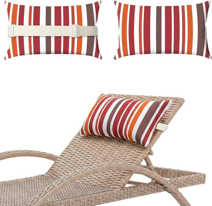 Chaise Lounge Head Pillow Oudoor Patio Pillow with Elastic Strap