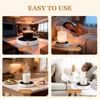 Candle Warmer Plate with Timer, Auto Shut Off Ceramic Electric Large Candle Wax Melt Warmer for Jar Candles, Mug Warmer for Coffee Cup Beverage Milk Tea for Home Office(White)