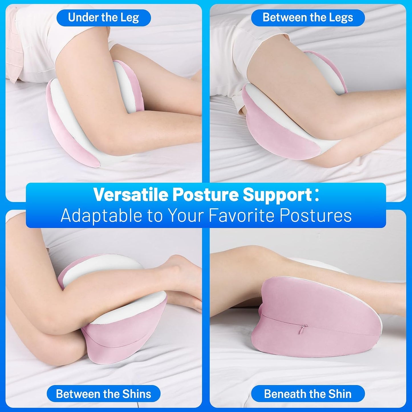 Knee Pillow for Side Sleepers, Leg Pillow with Cooling Cover, Memory Foam Body Pillow for Side Sleeping, Heart-Shape Cushion for Hip, Back & Sciatica Pain Relief, Grey