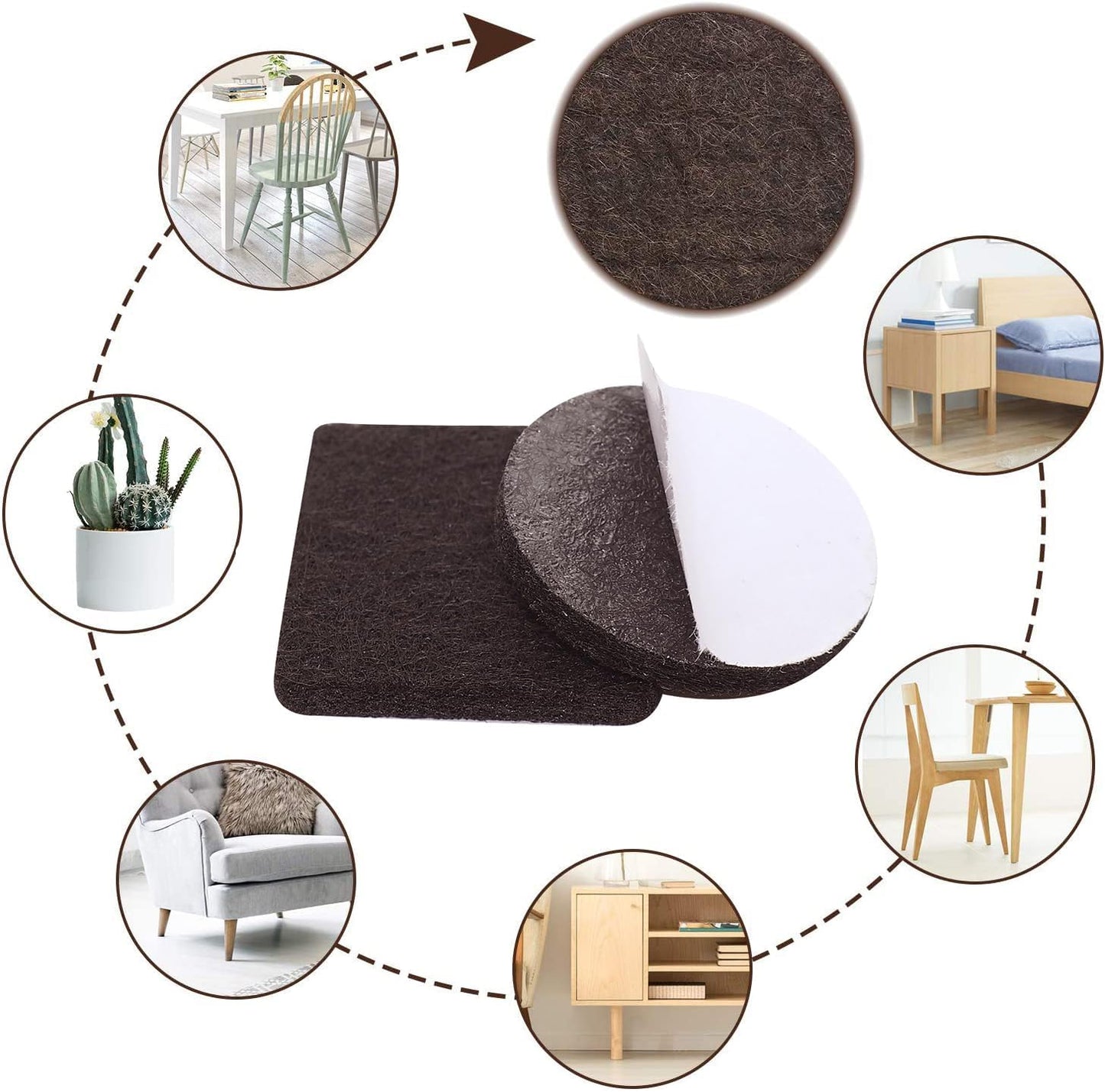 Felt Furniture Pads -182 Pcs Premium Felt Pads for Chair Legs Furniture, Floor Protectors for Hardwood Floors, Black