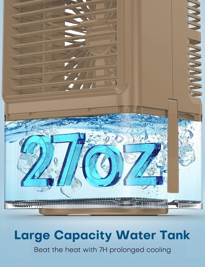 Windowless Air Conditioner w/4 Mode,3 Speed, Waterless Alert,2.4-Gal Tank for 24H Cooling, 12H Timer Swamp Cooler Air Conditioner, 20FT Remote,70° Auto Swing Evaporative Air Cooler for Bedroom